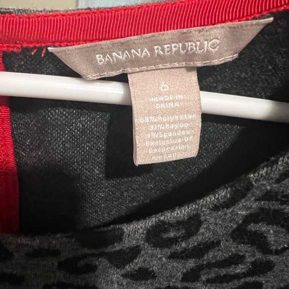 Banana Republic Gray Leopard Print Long Sleeve Sheath Dress Size 6 - Picture 3 of 4